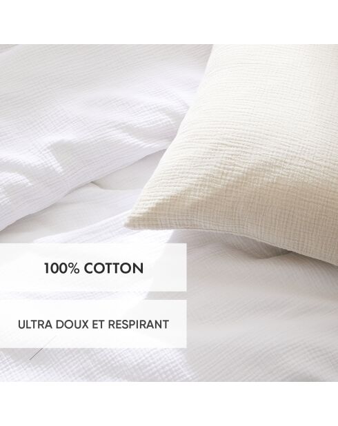 Set de 2 taies d'oreiller gaze de coton Uni Blanc 02 - 2 x (50 x 70 cm)