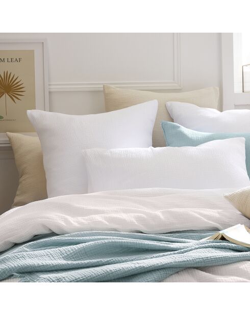Set de 2 taies d'oreiller gaze de coton Uni Blanc 02 - 2 x (50 x 70 cm)
