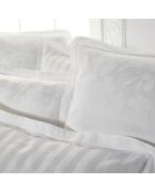 Taie d'oreiller satin de coton tissé Jacquard Petites Fleurs Blanc - 50 x 70 cm