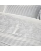 Taie d'oreiller satin de coton tissé Jacquard Petites Fleurs Blanc - 50 x 70 cm
