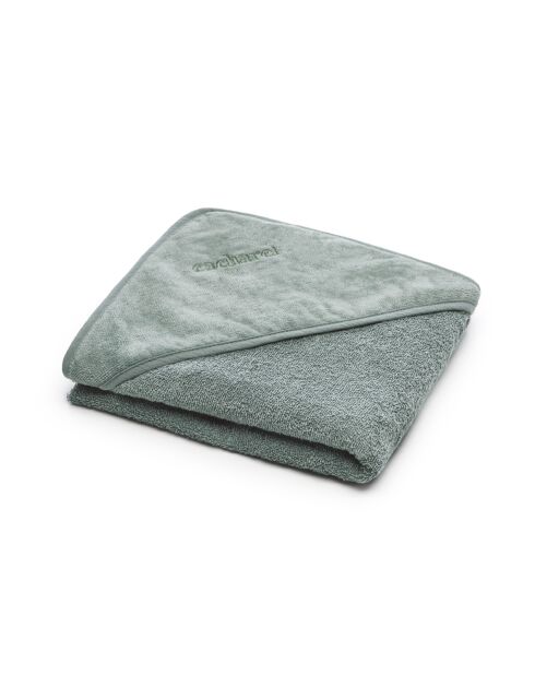 Cape de bain bébe en 100% coton super absorbant vert - 70 x 70 cm
