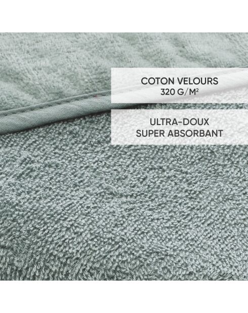 Cape de bain bébe en 100% coton super absorbant vert - 70 x 70 cm