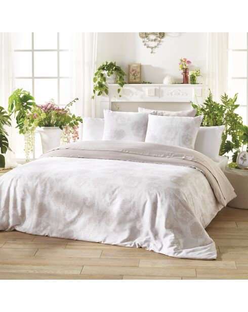Parure housse de couette satin de coton Lace Taupe