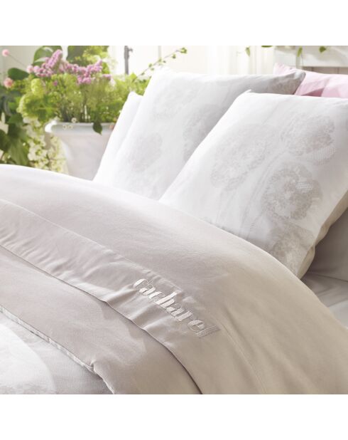 Parure housse de couette satin de coton Lace Taupe