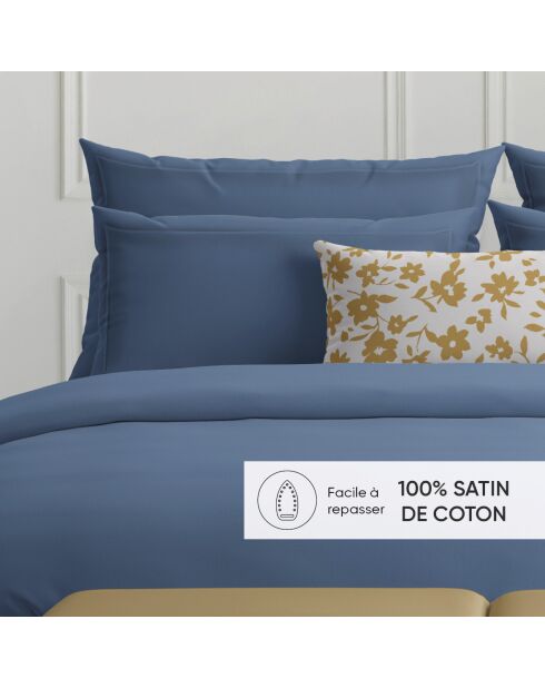 Taie d'oreiller satin de coton - Uni 1 baratta Bleu 05