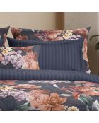 Set de 2 taies d'oreiller satin de coton Douceur caramel Bleu foncé