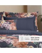 Set de 2 taies d'oreiller satin de coton Douceur caramel Bleu foncé