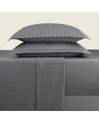 Parure drap plat + drap-housse + taies rectangles satin de coton rayure tissé dobby - Dobby stripe woven Gris foncé