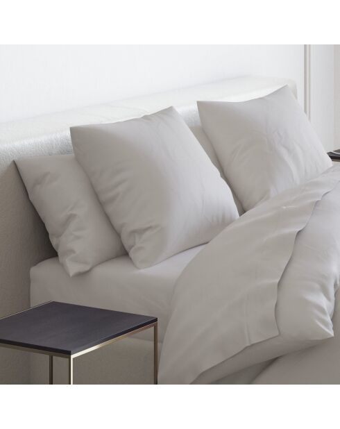 Set de 2 taies d'oreiller satin de coton Uni Taupe - 50 x 70 cm