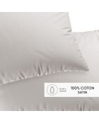 Set de 2 taies d'oreiller satin de coton Uni Taupe - 50 x 70 cm
