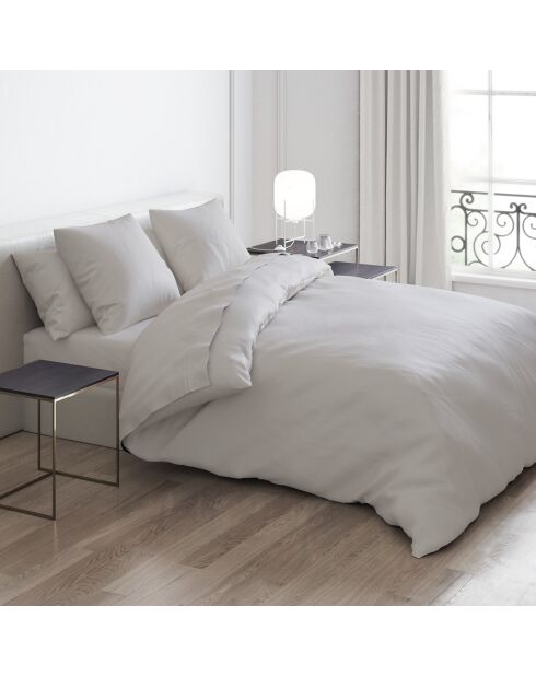 Set de 2 taies d'oreiller satin de coton Uni Taupe - 50 x 70 cm