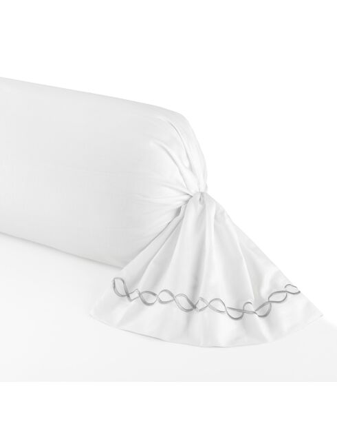 Taie de traversin satin de coton - Perle enchantée Gris / Blanc - 43 x 210 cm