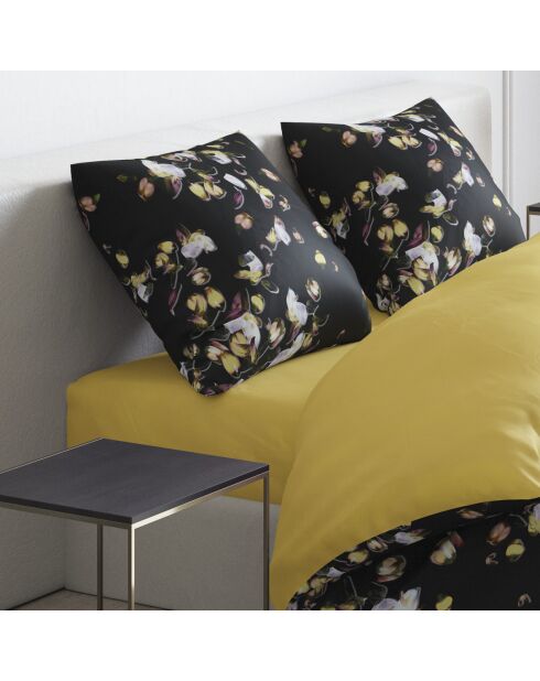 Set de 2 taies d'oreiller satin de coton Aurore Ocre - 63 x 63 cm