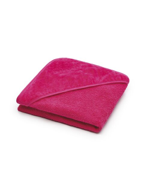 Cape de bain bébe en 100% coton super absorbant fuchsia - 70 x 70 cm
