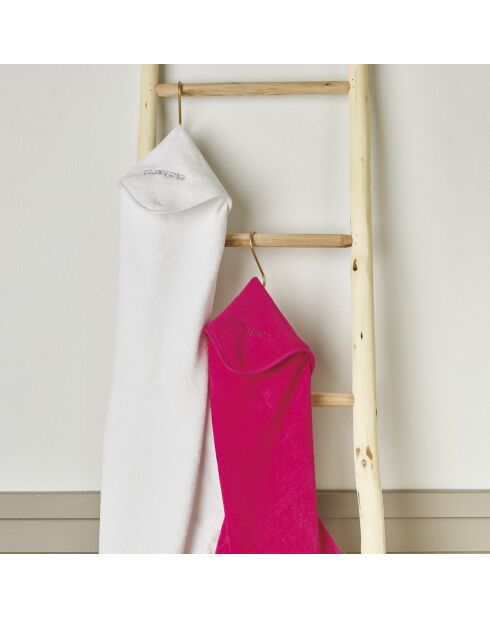 Cape de bain bébe en 100% coton super absorbant fuchsia - 70 x 70 cm