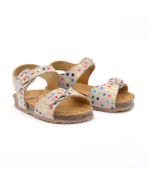 Sandales en daim BK1 beige à pois