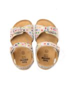 Sandales en daim BK1 beige à pois