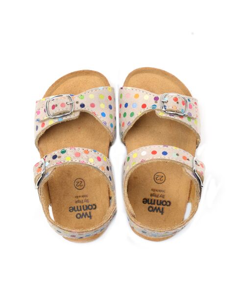Sandales en daim BK1 beige à pois