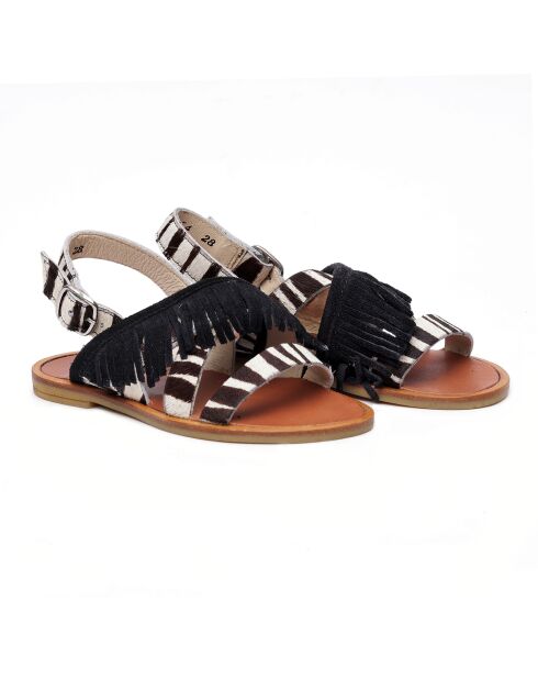 Sandales en cuir S13 marron zébré