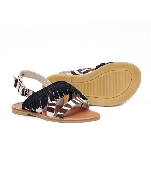 Sandales en cuir S13 marron zébré