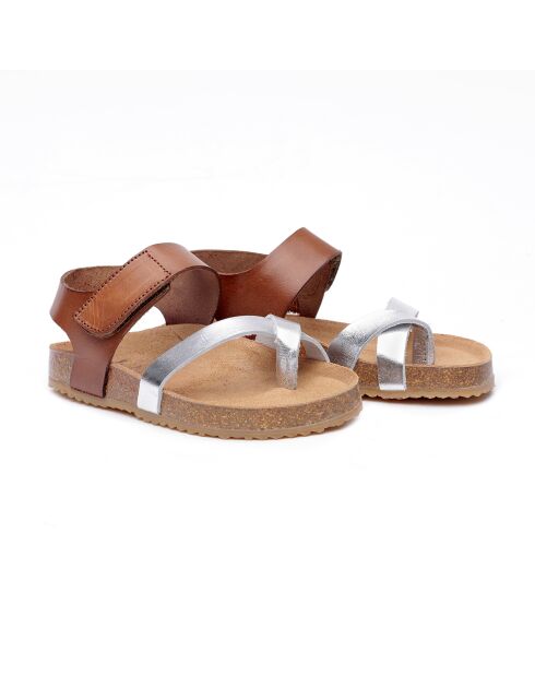 Sandales en cuir BK5 marron/argenté