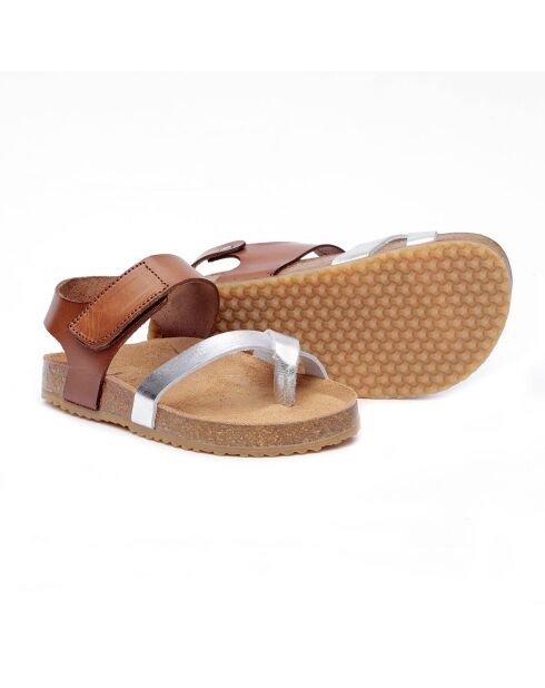Sandales en cuir BK5 marron/argenté