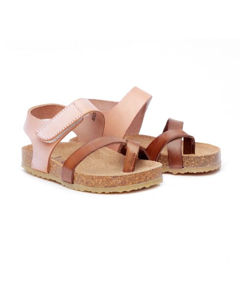Sandales en cuir BK5 marron/rose