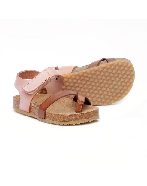 Sandales en cuir BK5 marron/rose