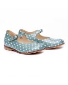 Babies en cuir 1216 verni azur à pois