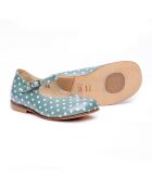 Babies en cuir 1216 verni azur à pois