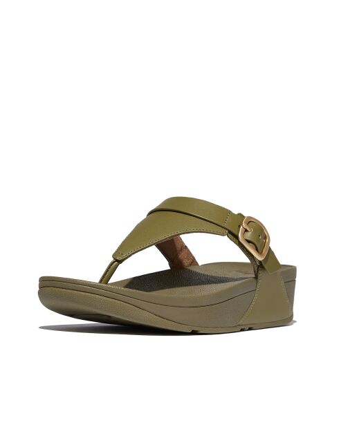 Tongs en cuir réglables Lulu vertes
