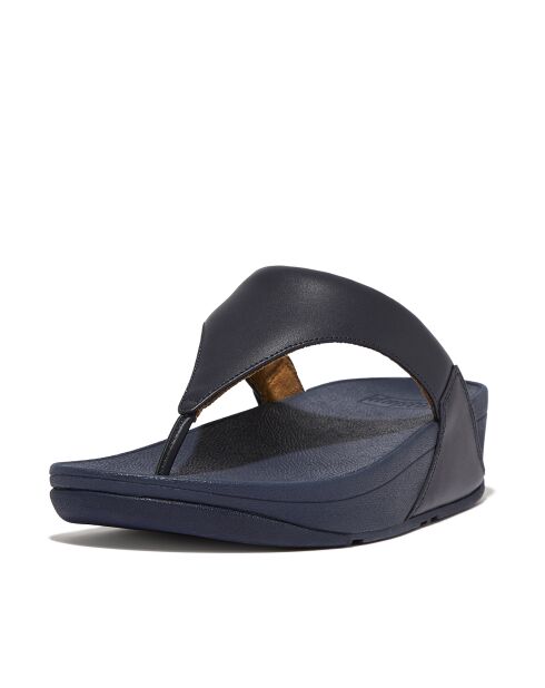 Tongs Lulu en cuir bleu marine