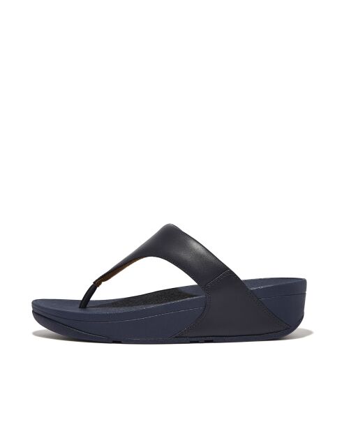 Tongs Lulu en cuir bleu marine