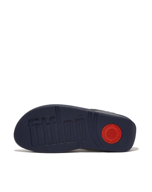 Tongs Lulu en cuir bleu marine