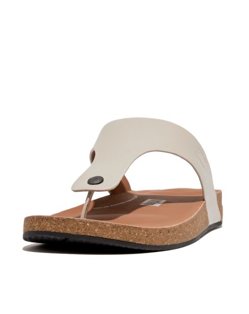 Tongs en cuir Iqushion gris argile