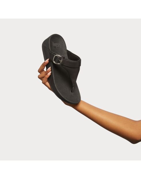 Tongs en cuir réglables Lulu noires