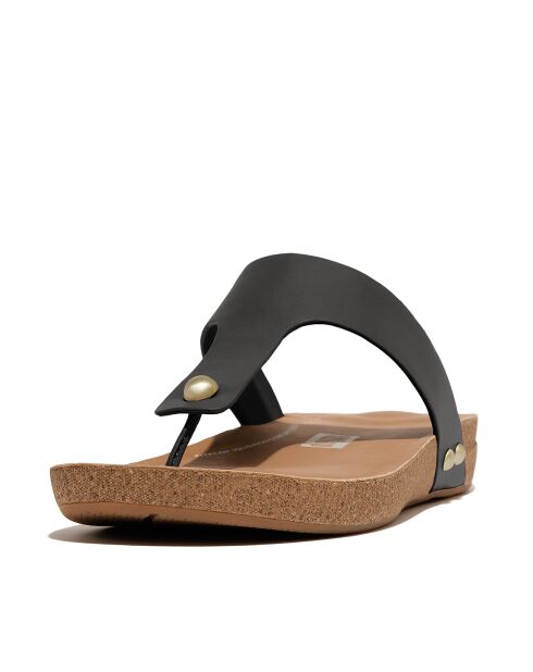 Tongs en cuir Iqushion noires