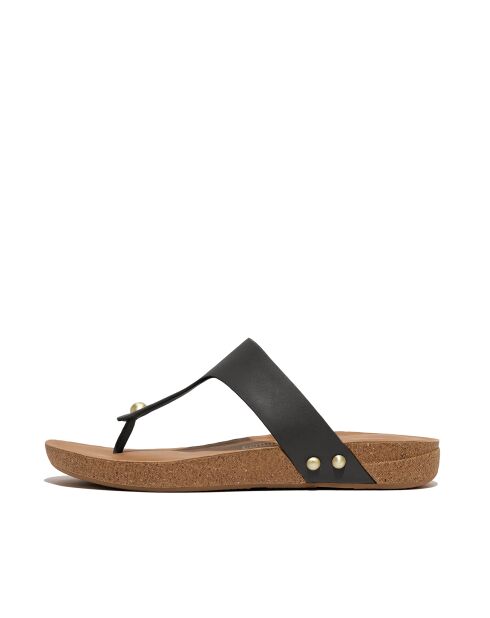 Tongs en cuir Iqushion noires