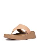 Tongs plateforme en cuir F-Mode beiges