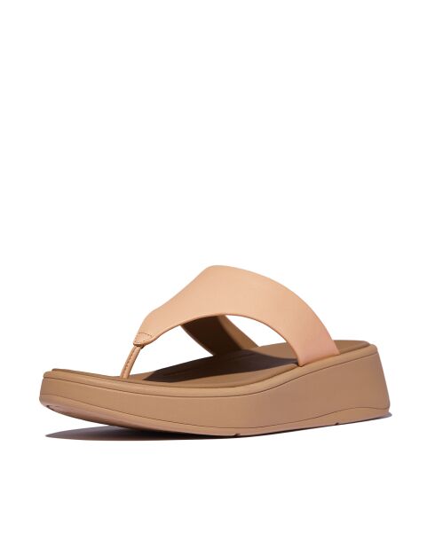 Tongs plateforme en cuir F-Mode beiges