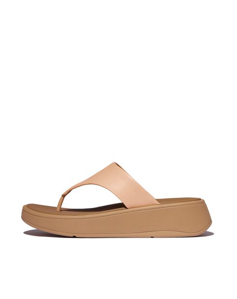 Tongs plateforme en cuir F-Mode beiges