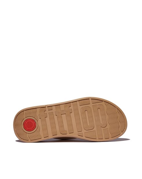 Tongs plateforme en cuir F-Mode beiges