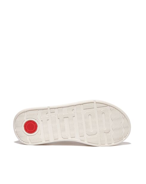 F-Mode teenslippers van crèmekleurig leer met plateauzool