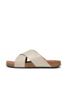 Tongs en cuir Iqushion gris argile