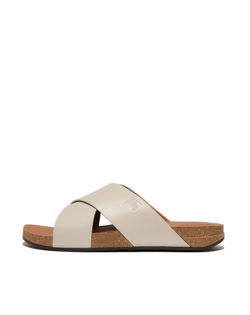 Tongs en cuir Iqushion gris argile