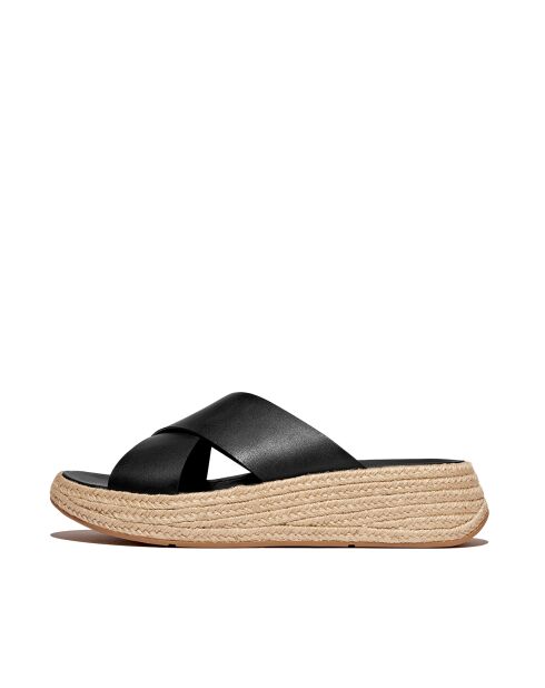 Mules F-Mode à plateforme en cuir noires