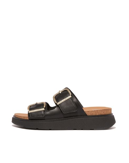 Mules en cuir à deux barres Gen-FF noires