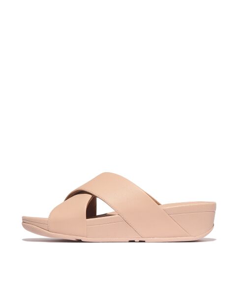 Mules en cuir à brides croisées Lulu beige