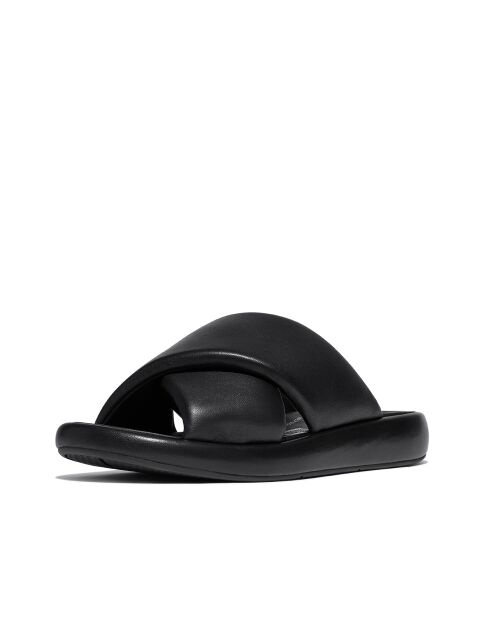 Mules en cuir rembourrées confort Iqushion D-Luxe noires