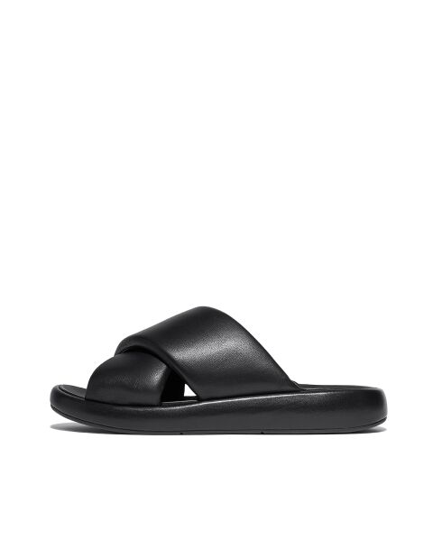 Mules en cuir rembourrées confort Iqushion D-Luxe noires